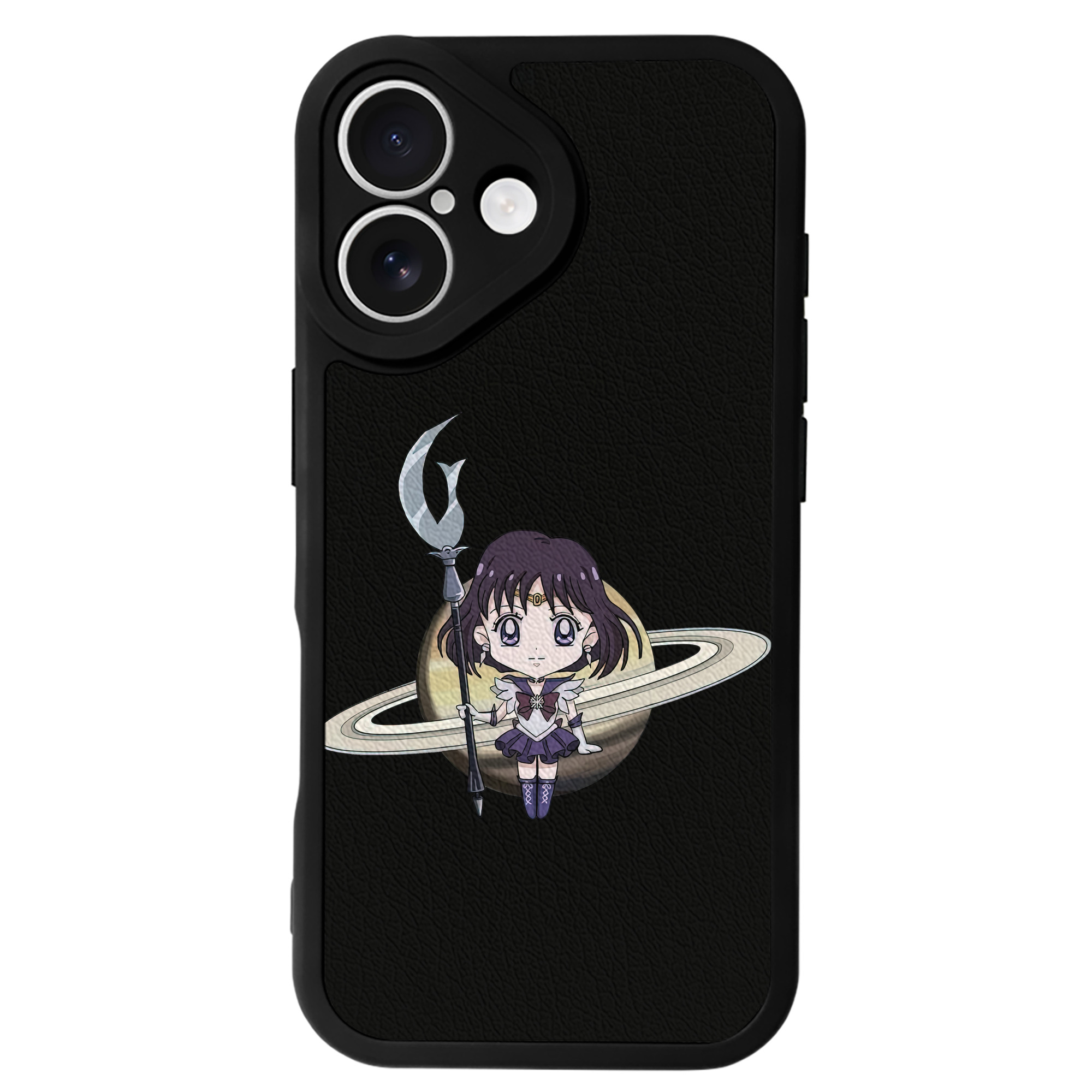 （画像用） 美少女戦士セーラームーン 土萠ほたる Sailor Moon Tomoe Hotaru （セーラーサターン；Sailor Saturn） 【iPhone 16シリーズ対応】シリコンスマホケース（レザー調） 材質：シリコン